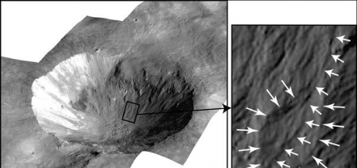 Cледы водных потоков на астероиде Веста